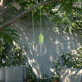 Zelené venkovní designové svítidlo s textilním kabelem Eiva