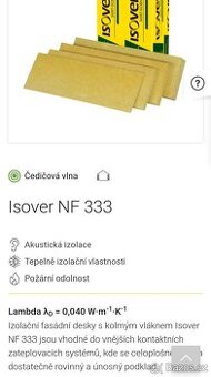 Isover NF 333 tloušťka 200 mm, rozměr 1000x333mm