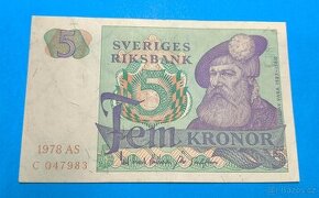 Bankovka ŠVÉDSKO - 5 Kronor 1978 - 1