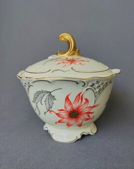 Vynikající porcelánová cukřenka/dóza Zeh Scherzer (1930 rok)