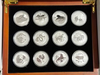 Vzácná sada Lunar II.12 x 1/2 Oz stříbrných mincí 2008-2019