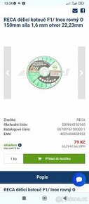 Řezné kotouče Reca 150/180 mm