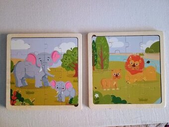 Použíté dřevěné puzzle 2ks