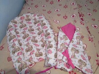 Pěkné bavl. hnízdečko pro miminko + stejná zavinovačka