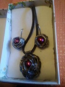 Nádherná sada z Cínu náhrdelník a náušnice - 1