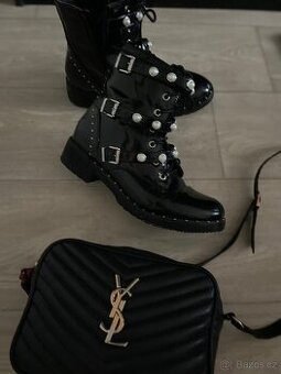 Kotnikove lakovane cerne boty damske zimni 39