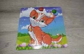 Dřevěné puzzle kočička nebo pejsek