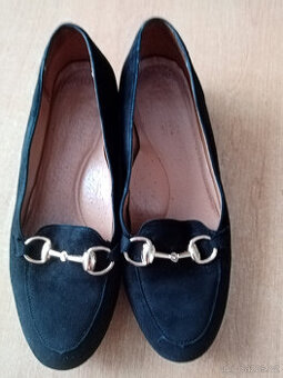 Černé semišové mokasíny č.37 - pravá kůže