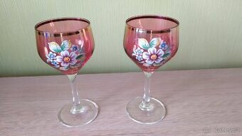 Novoborské sklo 2 vinné poháry