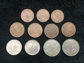 11 kusů mincí ČSSR, každá mince jiná i vzácnější ročníky