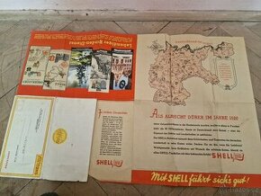 Stará skládací mapa Německa Shell v obálce