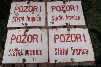 Plechová cedule - POZOR Státní hranice 4ks