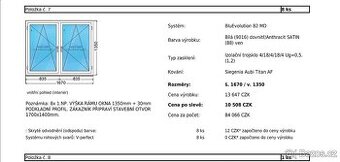 Plastová okna 1700x1400, 8 ks – NOVÁ, záruka