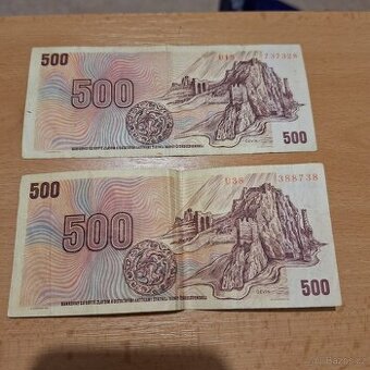 Bankovky i různé minceČeskoslovensko 10,20,100 a 500 Kčs