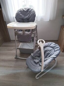 Jídelní židlička s lehátkem a houpačkou 3v1