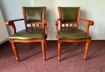 Židle - masiv, kožený potah