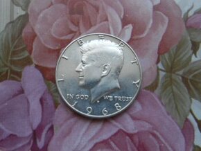 Mince stříbrná HALF DOLAR 1968 KENEDY - zachovalá