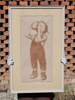 Litografie "Žízeň" Alfred Fuchs, 1962, 30 x 60 cm