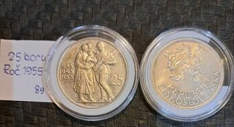 Pamětní mince 25 Kčs 1955, 10. výročí osvobození Českosloven