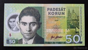 Polymerová bankovka 50 korun, Franz Kafka, 2019, Gábriš, UNC
