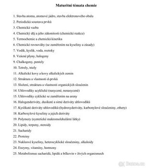 🧪 Vypracované maturitní otázky z chemie – 25 témat (PDF)