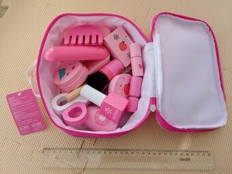 NOVÁ dřevěná růžová kosmetická sada v tašce