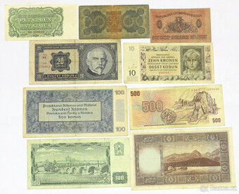 Pěkná sada starých Československých bankovek - Konvolut
