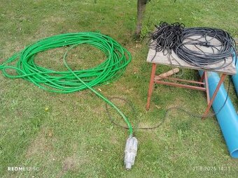 Čerpadlo, hadice, kabel, uvazovací šňůra