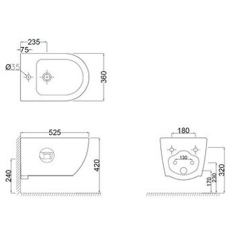 Kielle Oudee Závěsný bidet, bílá   NOVÝ