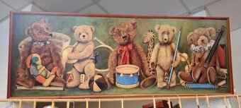 Obdélníkový velký obraz s medvědy 160cm délka