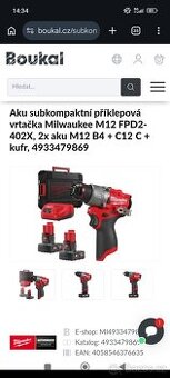 Aku vrtačka Milwaukee s příklepem