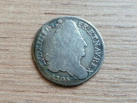 Stříbro 1/8 Ecu 1705 král Ludvík XV. stříbrná mince Francie - 1