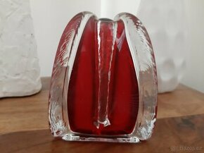 Rubínová váza z hutního skla - Jizerské sklo