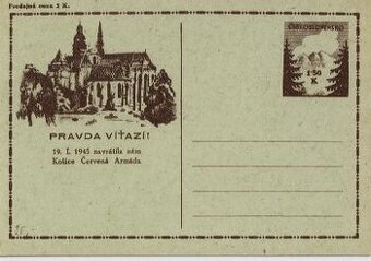 ČSR - dopisnice z r. 1945 papír sv. zelený
