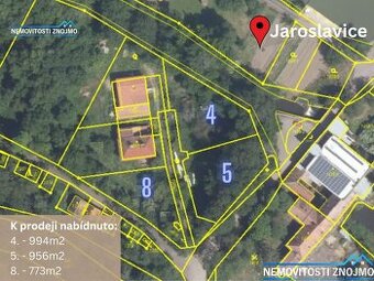 Prodej 3 stavebních pozemků, oblast pod zámkem, obec Jarosla