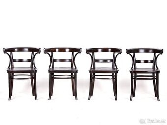 Luxusní starožitná křesílka, židle THONET, 4 kusy, 1930.