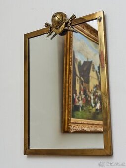 Kovové nástěnné zrcadlo s jezdeckou přilbou - 1