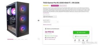Herní PC TIGO Gamer Pro R5-5500 4060 Ti - 1TB 32GB + WIN11