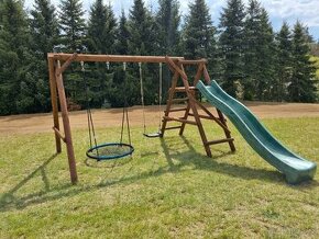 Sestava houpačky + 3m tmavě zelená skluzavka