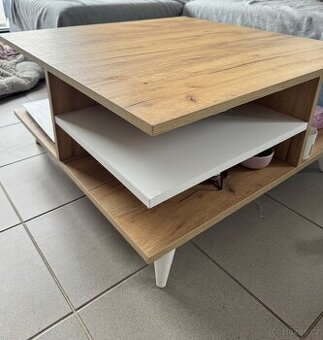 Konferenční stolek bílá-dub sonoma