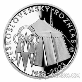 Pamětní stříbrná mince ČNB 2023 Československý rozhlas PROOF - 1