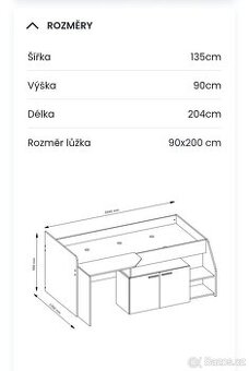 Dětská postel se skříni a stolkem - 1