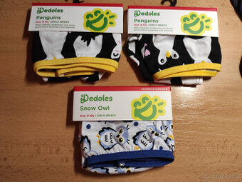 3x dívčí kalhotky DEDOLES 9-10 let SNOW OWLS, PENGUINS