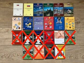 Sady slovenských obehových mincí BU a PROOF - koruna euro