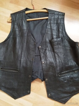 Vesta kožená černá pánská na silnějšího pána - 1