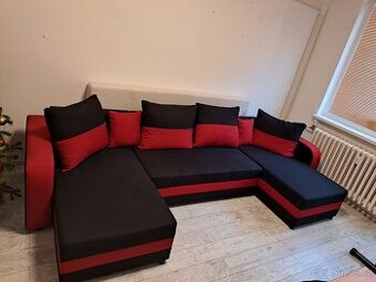 Velká rohová rozkládací sedací souprava