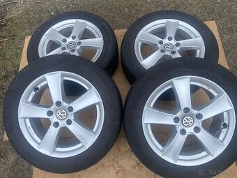 Alu kola 5x112.r16. Letni pneu 205/55/16. Skoda,Vw,Audi,Seat