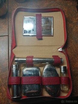 Retro pánská cestovní toaletní sada – kůže a chrom