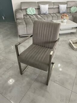 Moderní čalouněné jídelní židle s kovovou podnoží (4 ks)