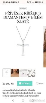 Prodám řetízek z bílého zlata s diamantem